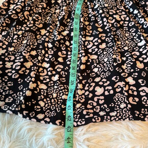 Talbots Women's V Neck Black Pink Leopard Print Sleeveless A- Line Dress Size 12 - Picture 8 of 9